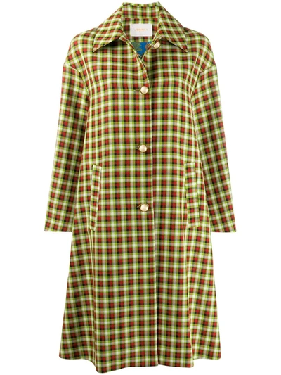 La Doublej X Mantero Plaid Boxy Coat In Green