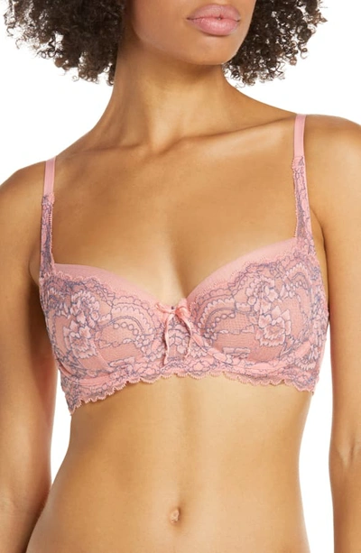 Skarlett Blue Minx Balconette Bra In Dusty Rose/ Washed Indigo