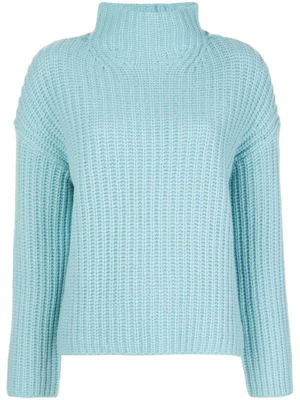 Vince Lofty Wool Blend Funnel Neck Sweater In Blue | ModeSens