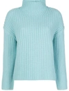 Vince Lofty Wool Blend Funnel Neck Sweater In Blue