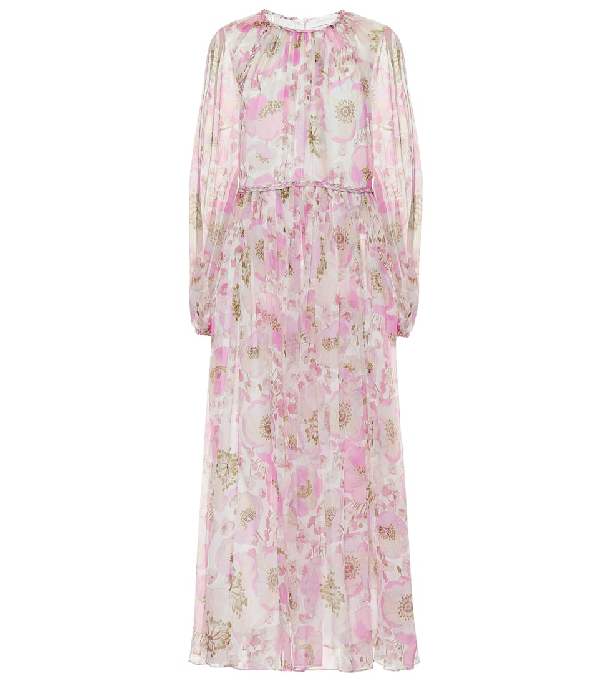 Zimmermann Super Eight Floral Print Silk Long Sleeve Tea Length Dress ...