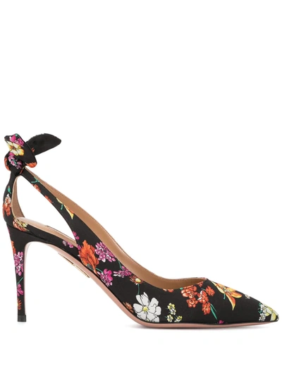 Aquazzura Deneuve Floral-print Pointed Bow Pumps In Multicolor