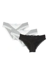 Honeydew Intimates 3-pack Willow Hipster Panties In Heather Grey/ Black