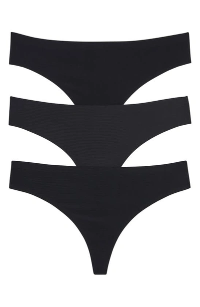 Honeydew Intimates Skinz 3-pack Thong In Black/ Black/ Black