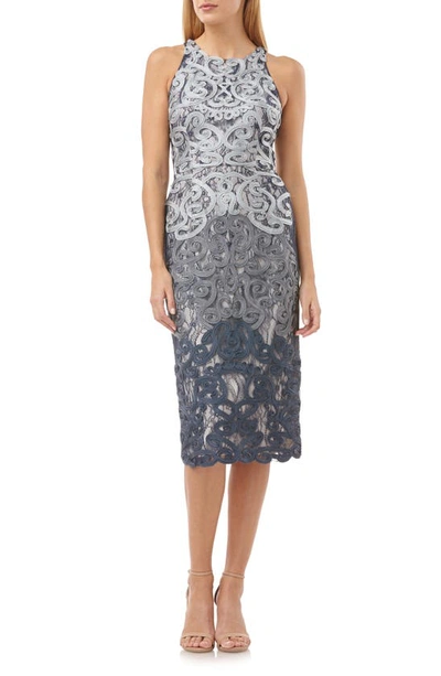 Js Collections Soutache Lace Midi Dress In Cloud Navy