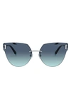 Tiffany & Co 62mm Oversize Rimless Sunglasses In Silver/ Azure Gradient Blue