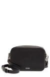 Ganni Recycled Textured Leather Camera Crossbody Bag In Black
