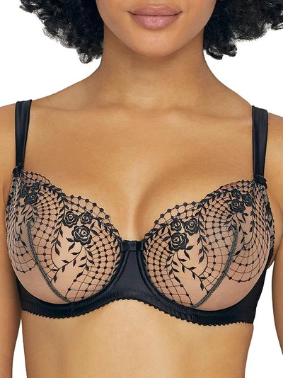 Dita Von Teese Julies Roses Underwire Balconette Bra In Black/ Nude
