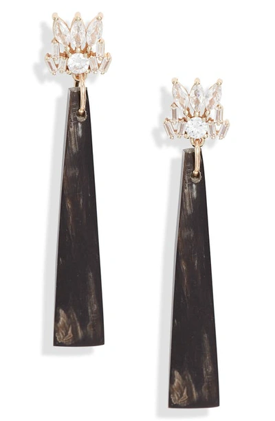 Akola Horn & Crystal Linear Drop Earrings In Black