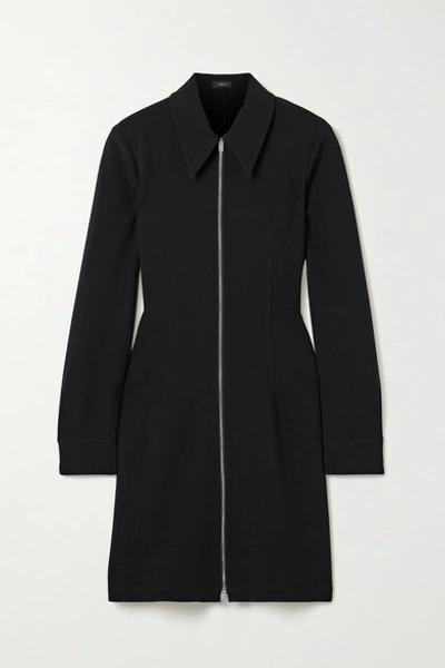 Theory Zip Front Long Sleeve Shirtdress In Black