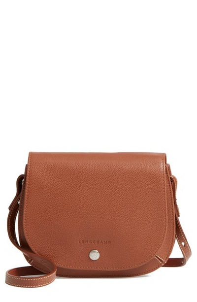 Longchamp Small Le Foulonne Leather Crossbody Bag In Cognac