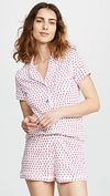 Roller Rabbit Hearts Shorty Polo Two-piece Pajama Set In Pink
