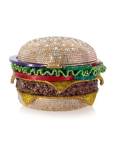 Judith Leiber Crystal-embellished Burger Clutch In Multicolor