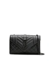 Saint Laurent Envelope Triquilt Small Ysl Shoulder Bag In Grained Leather In Black