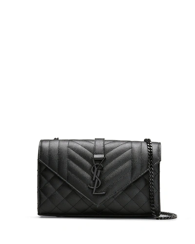 Saint Laurent Small Ysl Monogram Leather Satchel Bag In Black