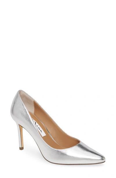 Nina 85 Pointy Toe Pump In Silver Fabric