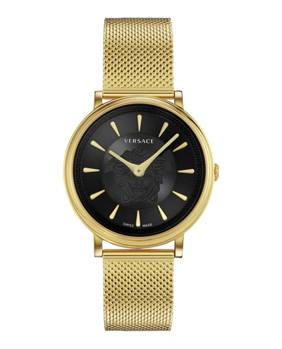 Versace V-circle Mesh Strap Watch, 38mm In Black