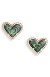 Kendra Scott Ari Heart Stud Earrings In Gold/ Abalone Shell