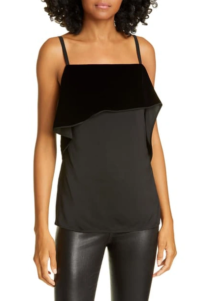 Helmut Lang Asymmetrical Velvet Drape Cami In Black