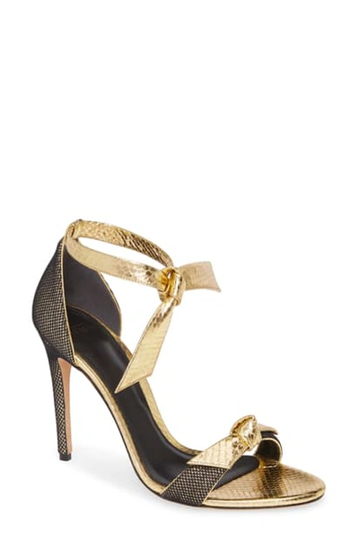 Alexandre Birman Clarita Fab Genuine Snakeskin Ankle Tie Sandal In Gold