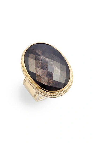 Anna Beck Oval Stone Statement Ring In Gold/ Black