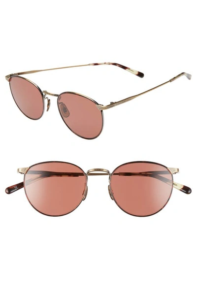 Salt Brower 51mm Polarized Round Sunglasses In Havana/ Antique Gold/ Rose