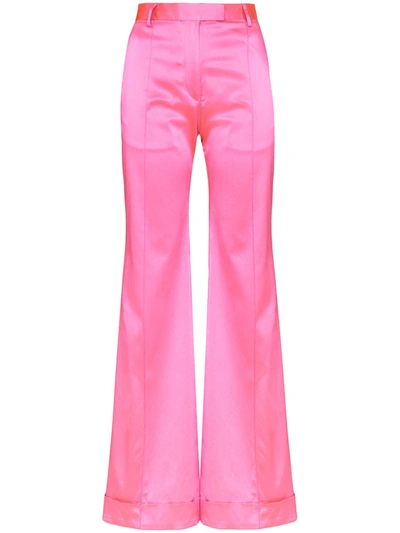 House Of Holland Tailored Satin Trousers In Pink