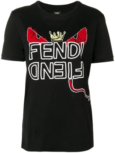 Fendi Slogan Print T-shirt - Black