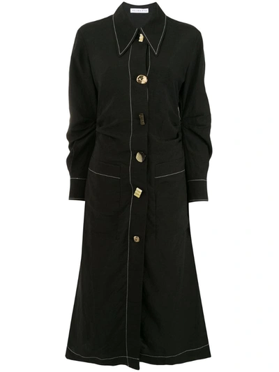 Rejina Pyo Madison Topstitched Cotton-blend Midi Skirt In Black