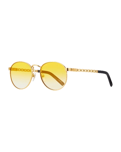Vintage Frames Company Men's Equestrian Miami Vice Gold-plated Round Sunglasses