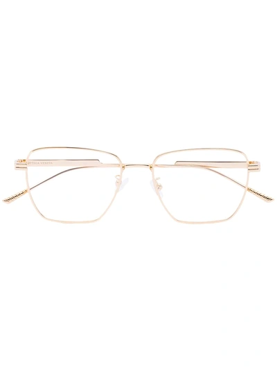 Bottega Veneta Square Frame Optical Glasses In Gold