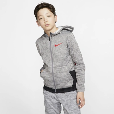Nike Therma Elite Big Kids' (boys') Full-zip Basketball Hoodie In Grey