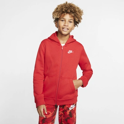 Nike Sportswear Club Big Kids' Full-zip Hoodie In Red