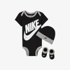 Nike Baby (6-12m) Bodysuit, Hat And Booties Box Set In Black
