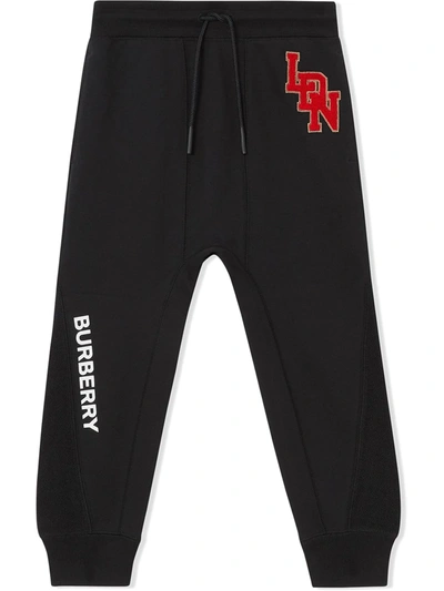 Burberry Teen Logo Graphic Track Trousers In Black