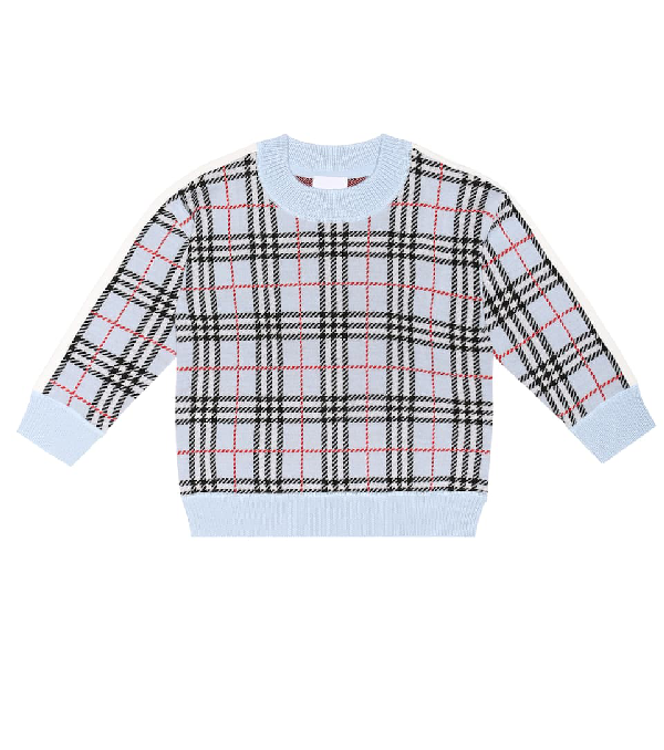 Burberry Kids' Vintage Check Merino Wool Sweater In Blue | ModeSens