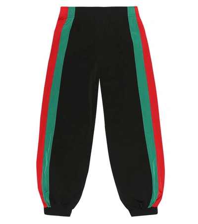 Gucci Kids' Web Stripe Jersey Track Pants In Black Mix