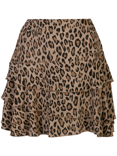 R13 Leopard-print A-line Skirt In Brown