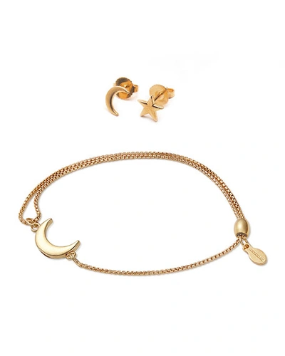 Alex And Ani Moon And Star Bracelet And Earring Set In Gold