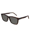 Saint Laurent Men's Square Tortoiseshell Acetate Sunglasses In Shiny Dark Havana/gray