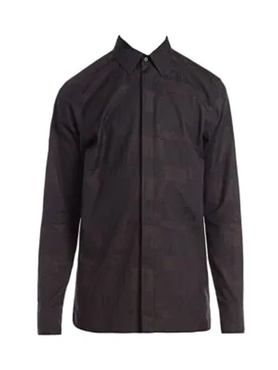 Fendi Men's Ff Faded Jacquard Sport Shirt In Black