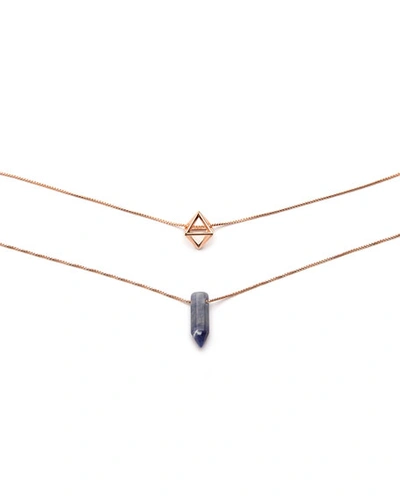 Alex And Ani Sodalite And Octahedron Necklaces, Set Of 2 In Rose Gold
