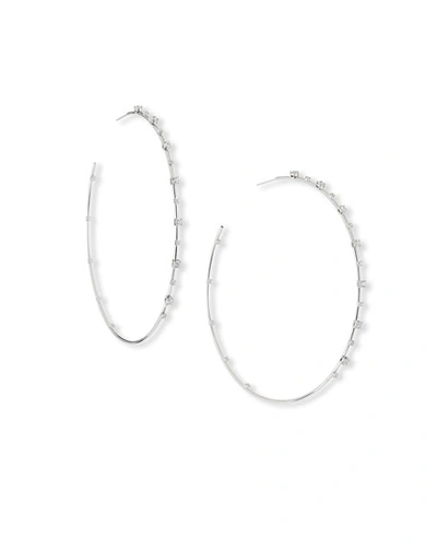 Lana 14k White Gold Solo Diamond Hoop Earrings
