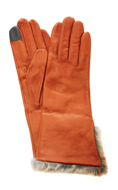 Maison Fabre Lambskin Fur Cuff Gloves In Brown
