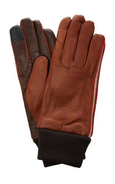 Maison Fabre Cashmere And Wool Cuff Gloves In Brown