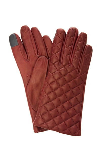 Maison Fabre Quilted Lambskin Gloves In Burgundy