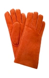 Maison Fabre Short Shearling Cuff Gloves In Orange