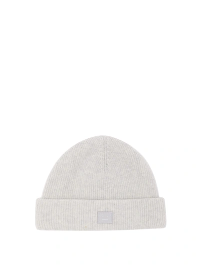 Acne Studios Kansy Appliquéd Ribbed Wool-blend Beanie In Light Grey Melange