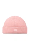 Acne Studios Kansy Appliquéd Ribbed Wool-blend Beanie In Pink