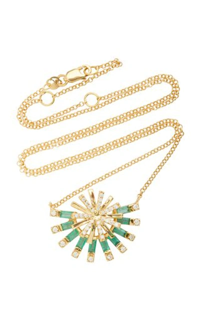 Carol Kauffmann Sunshine 18k Gold Emerald And Diamond Necklace